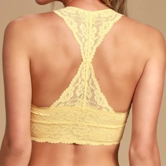 Free People Galloon Racerback Yellow Lace Bralette - Picture 2 of 9